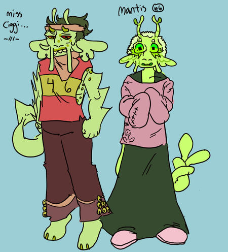 full art of 2 of sewage waters siblings, cigarette, 46, and mantis, 6